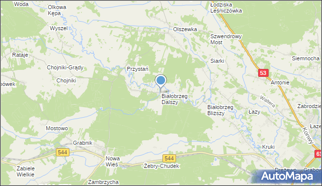 mapa Białobrzeg Dalszy, Białobrzeg Dalszy na mapie Targeo